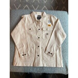 CARHARTT rugged flex canvas CHORE COAT DRILL OFF WHITE XL NWT utility pockets